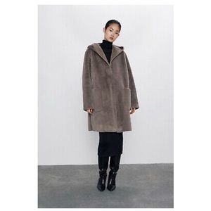 Zara Reversible Faux Fur/Suede Coat